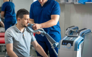 Patient receiving MLS laser therapy in Texas